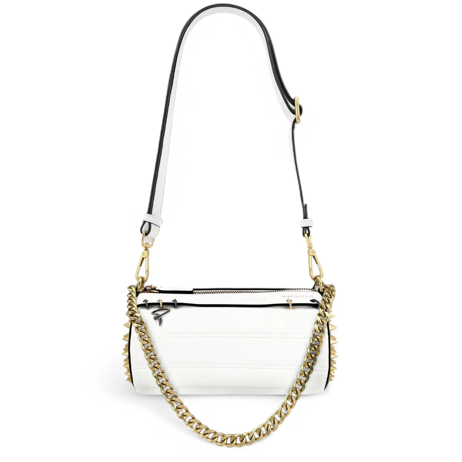 140E Tube Cross-body Bag in Black with Chain