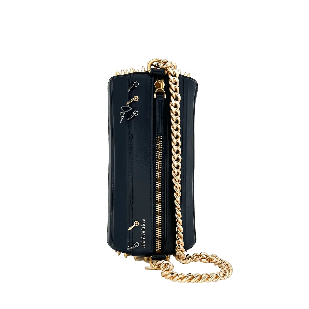 140E Tube Cross-body Bag in Black with Chain