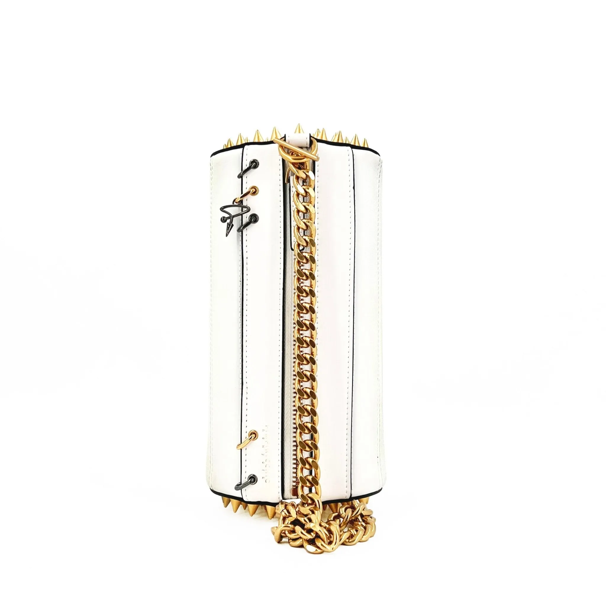 140E Tube Cross-body Bag in Black with Chain