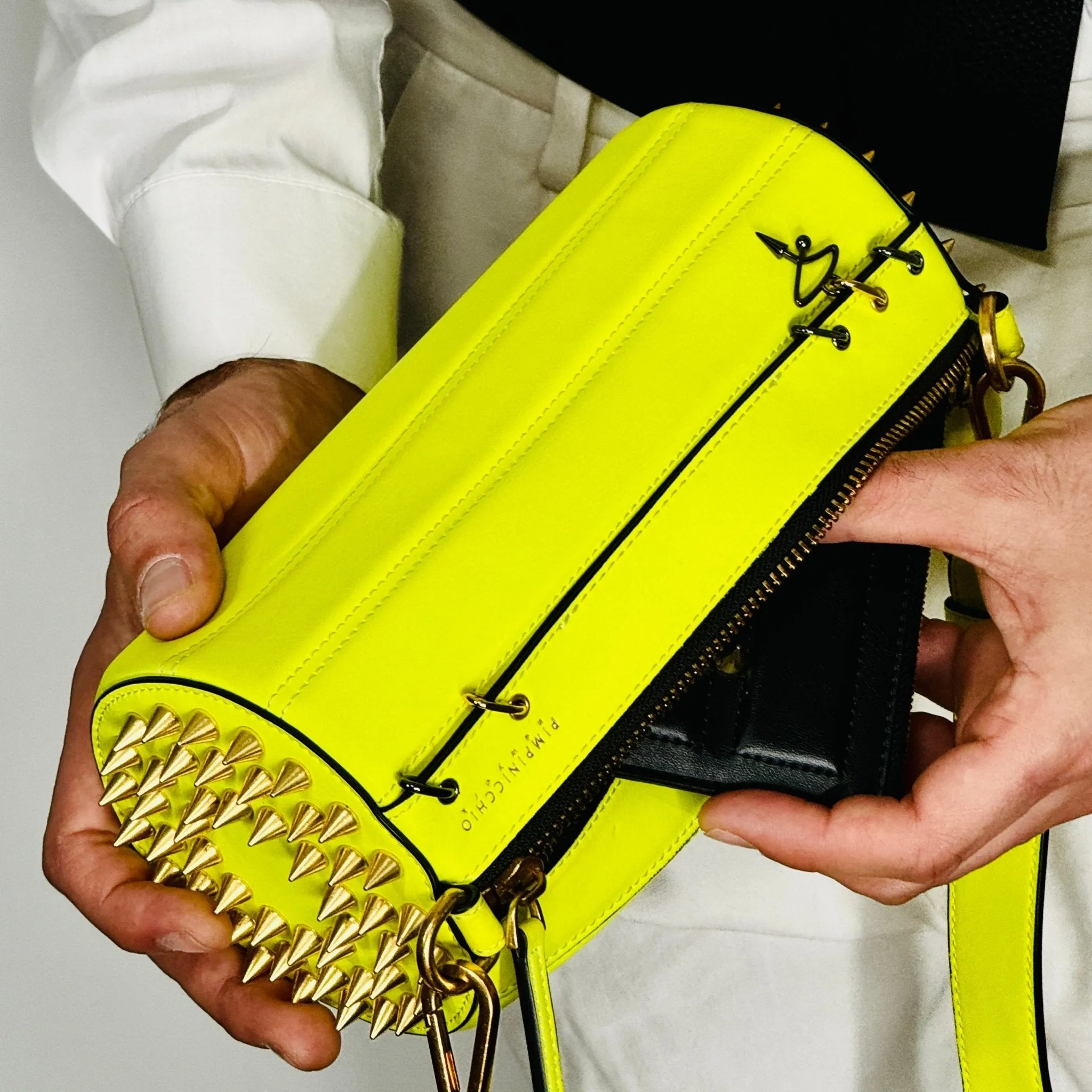 140E Tube Cross-body Bag in White with Chain