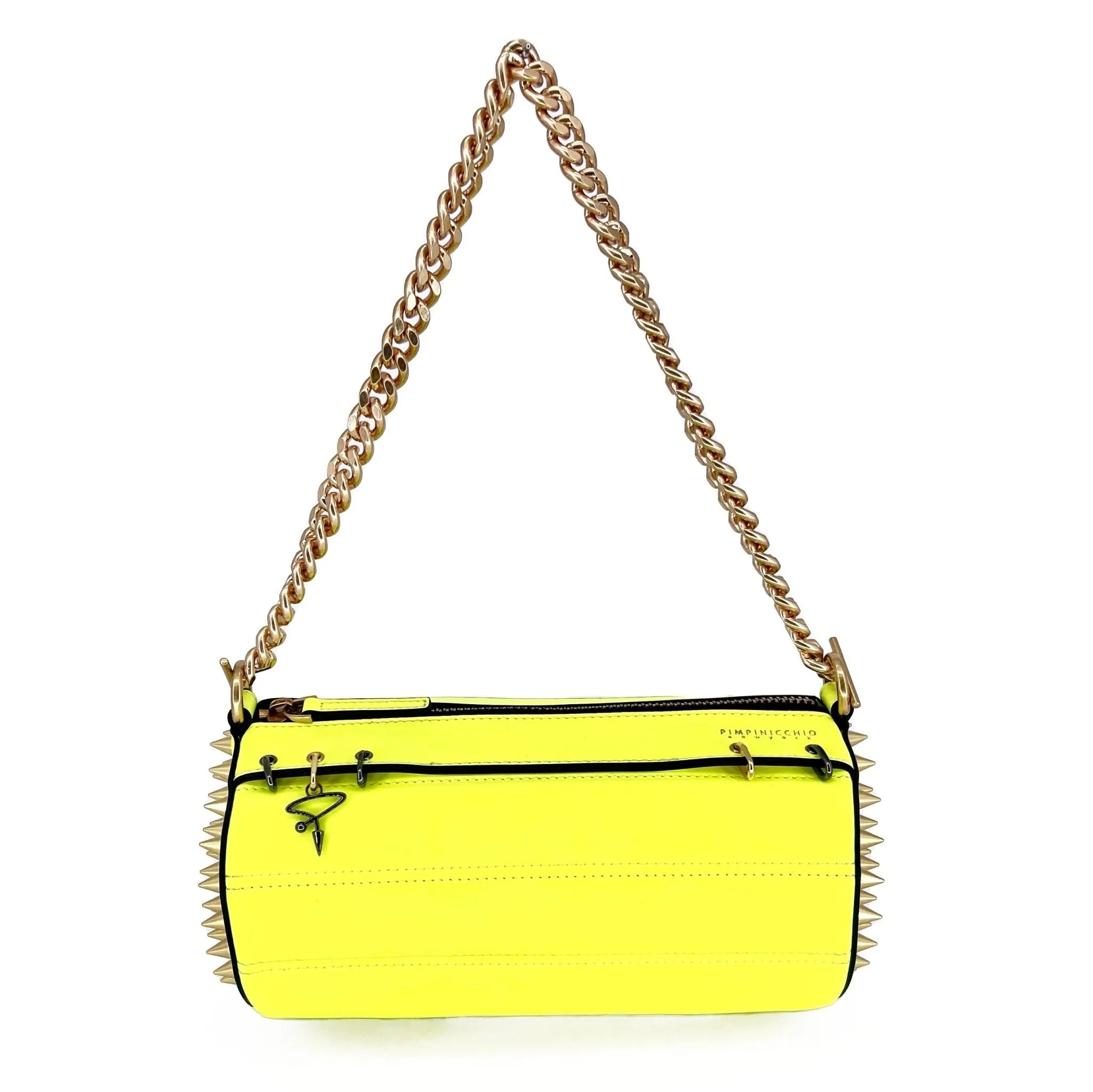 140E Tube Cross-body Bag in White with Chain