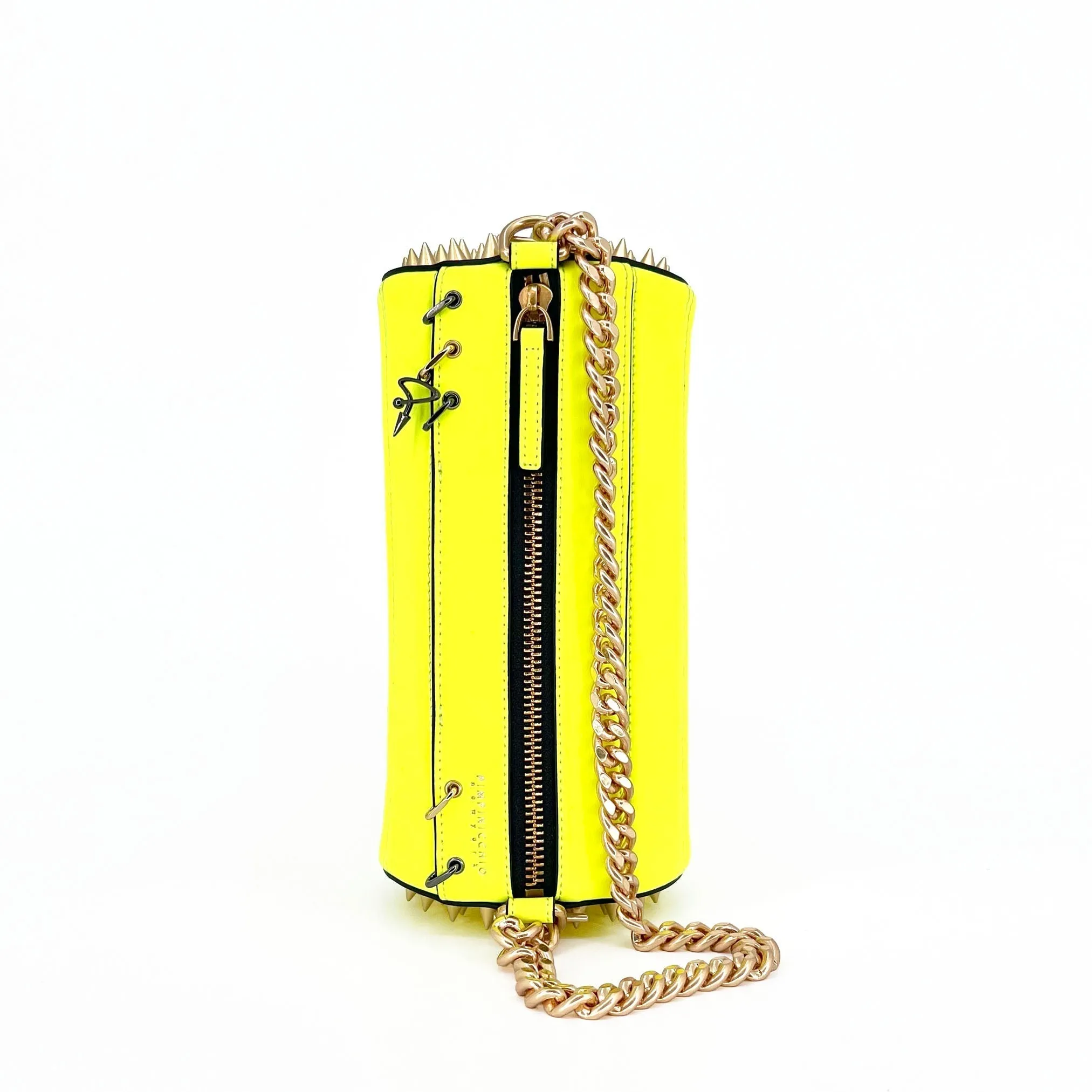 140E Tube Cross-body Bag in White with Chain