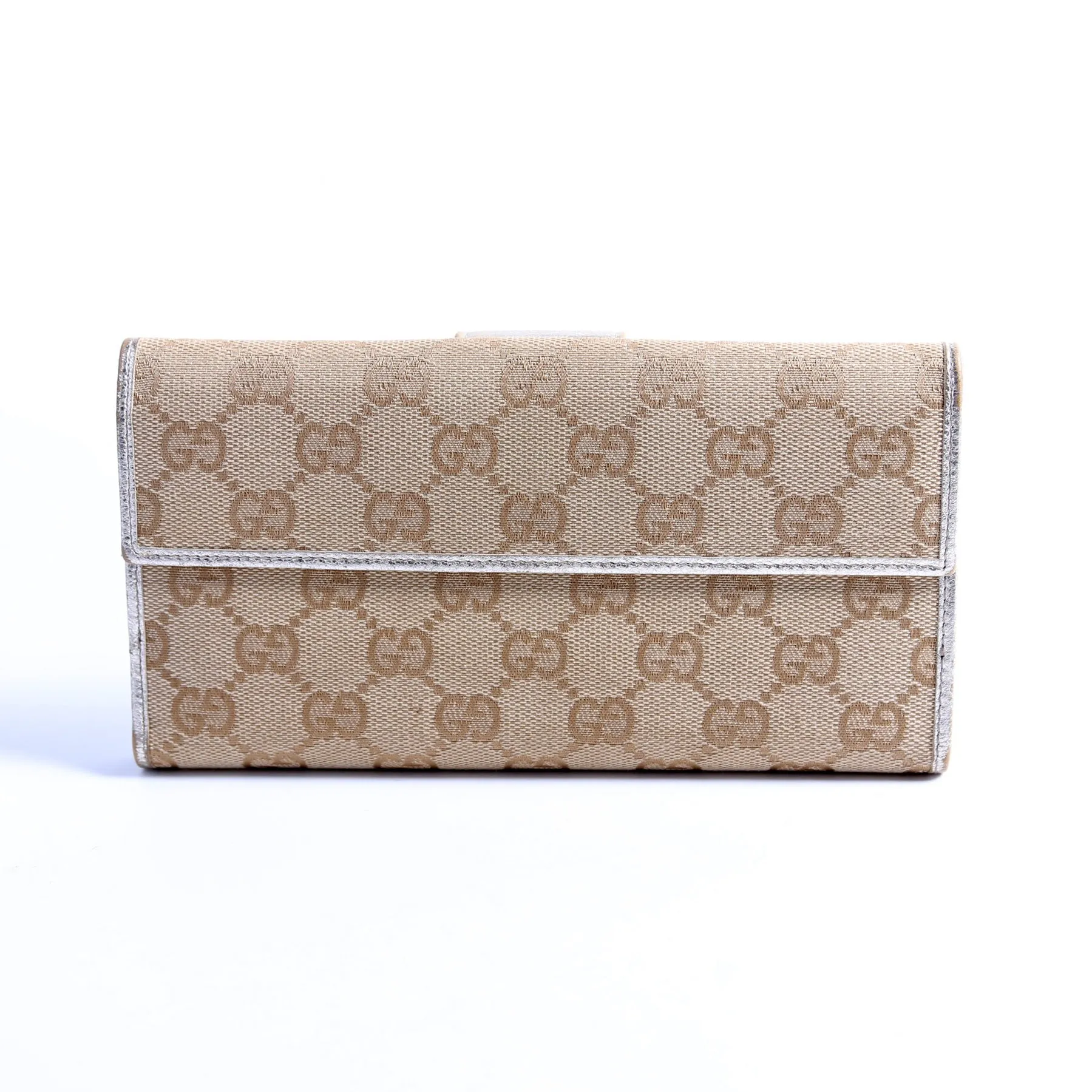 141410 GG Canvas Abbey Long Wallet Tan/Gold