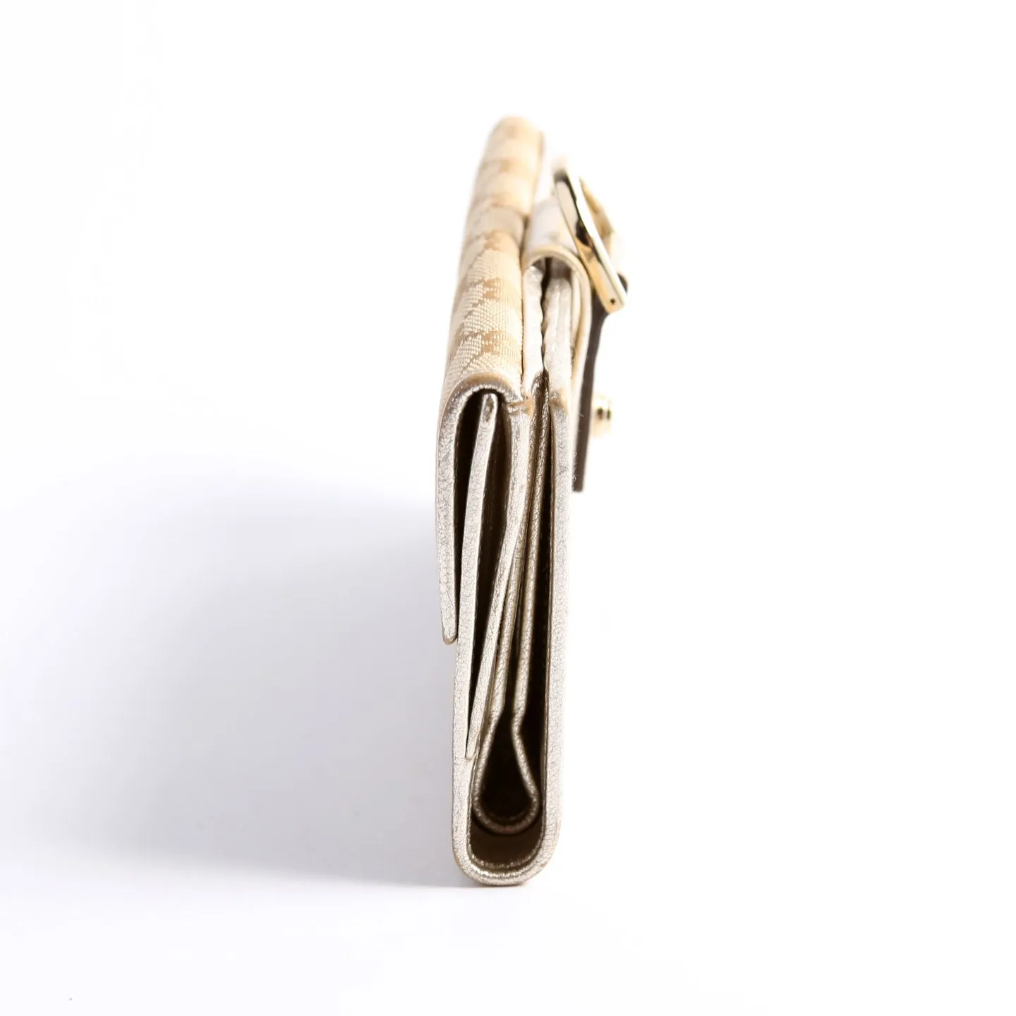141410 GG Canvas Abbey Long Wallet Tan/Gold