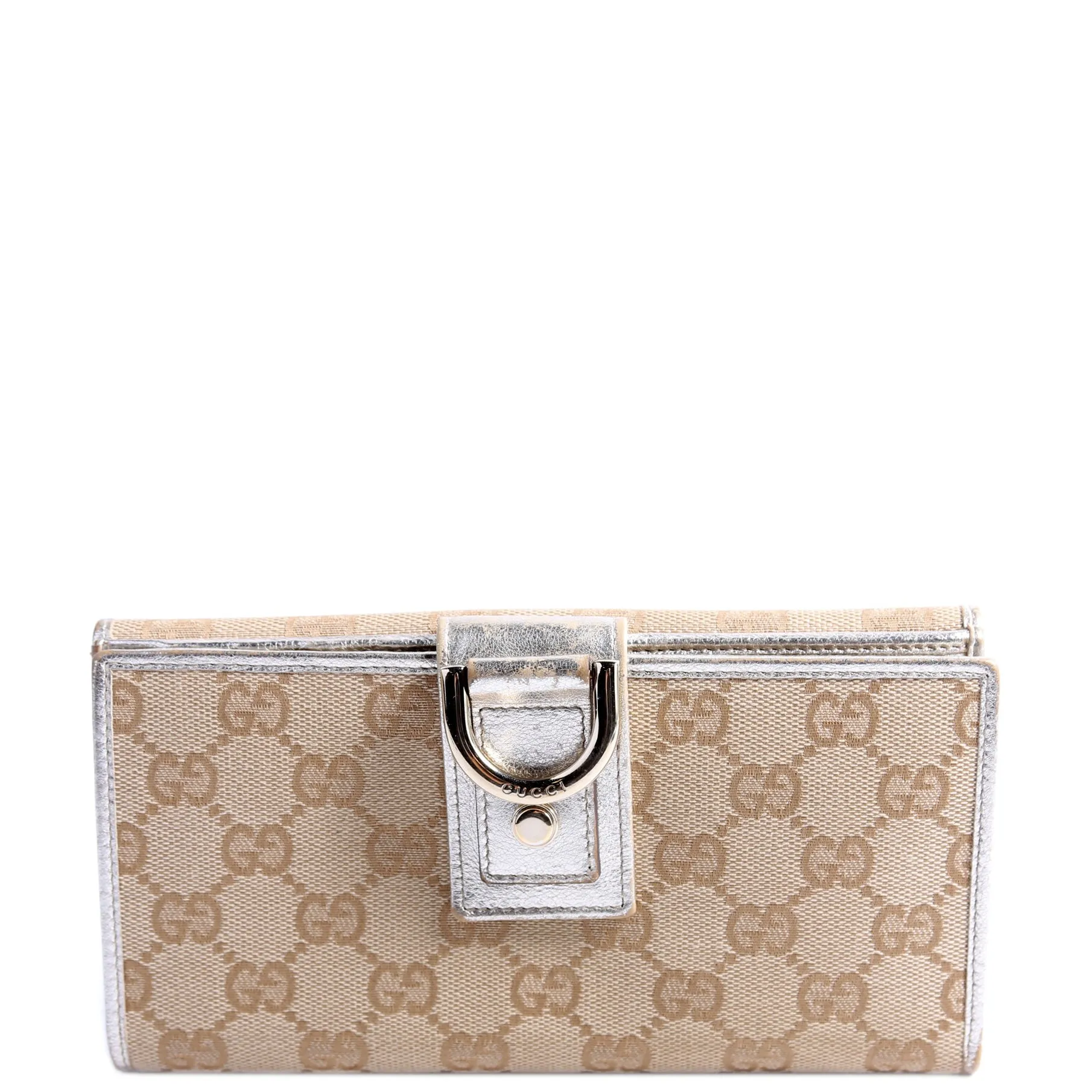 141410 GG Canvas Abbey Long Wallet Tan/Gold