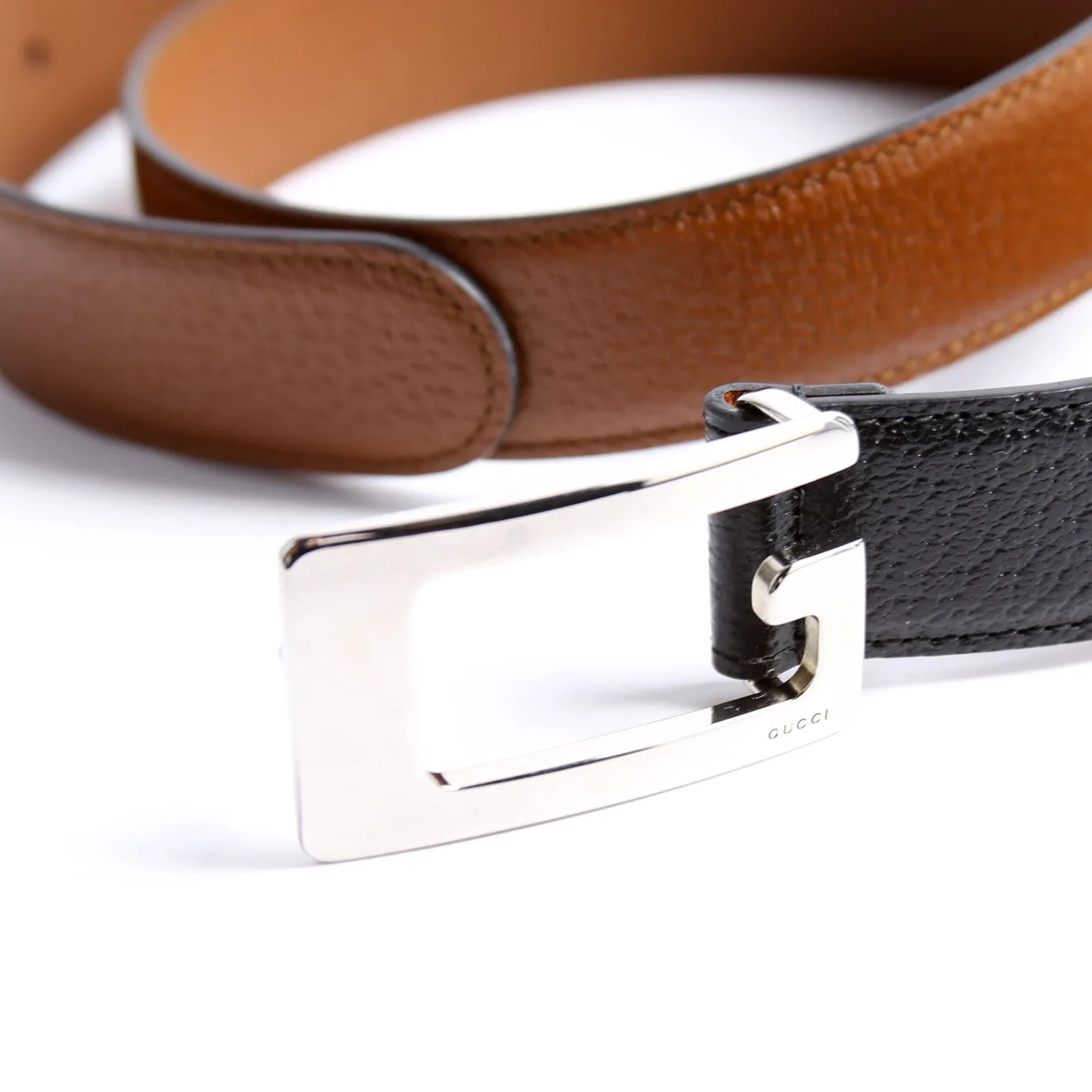 709958 G Square Two Tone Belt Size 90/36 Black/Brown