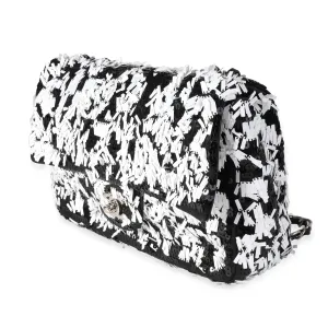 Black & White Sequin Medium Single Flap Bag