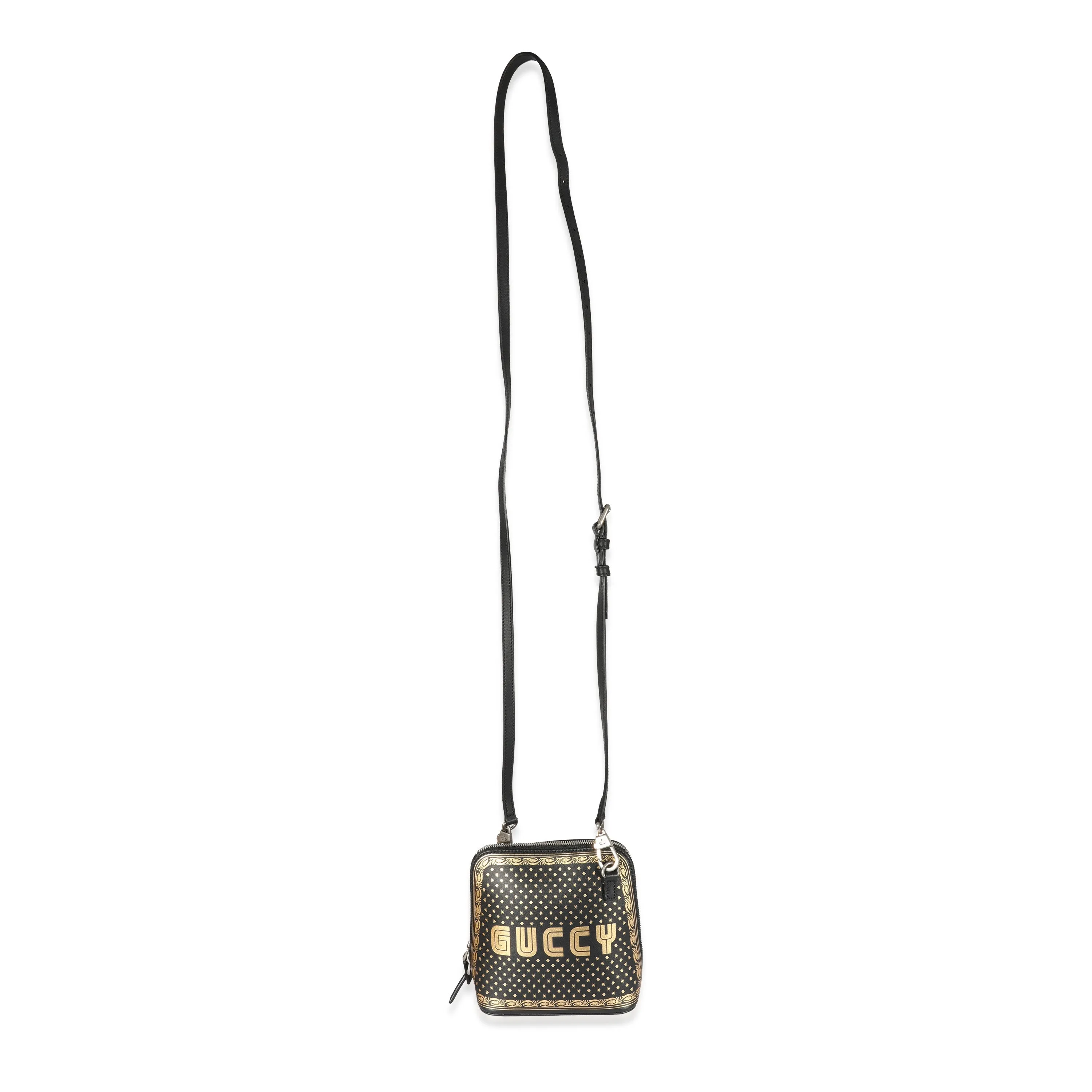 Black Leather Sega Script Dome Bag