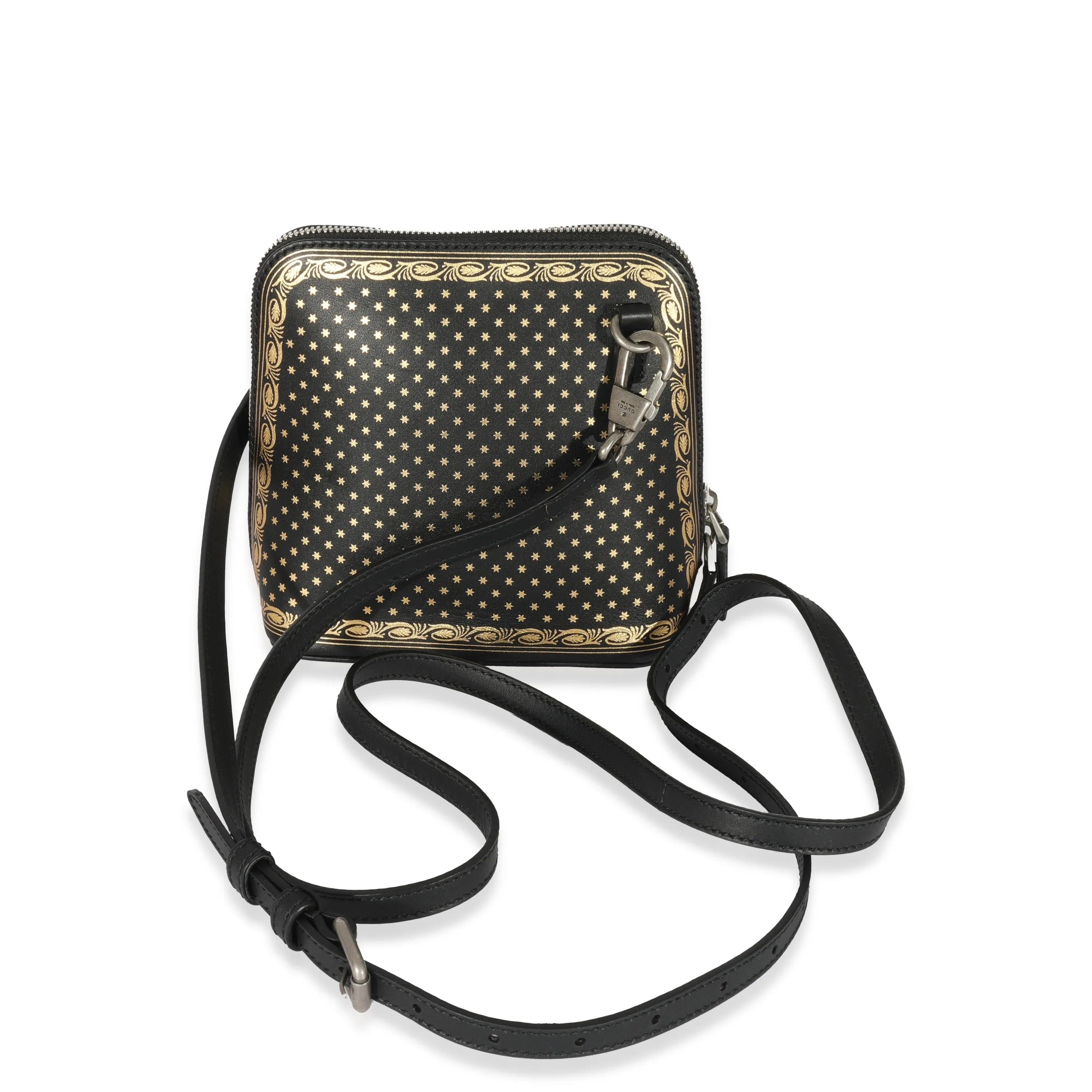 Black Leather Sega Script Dome Bag