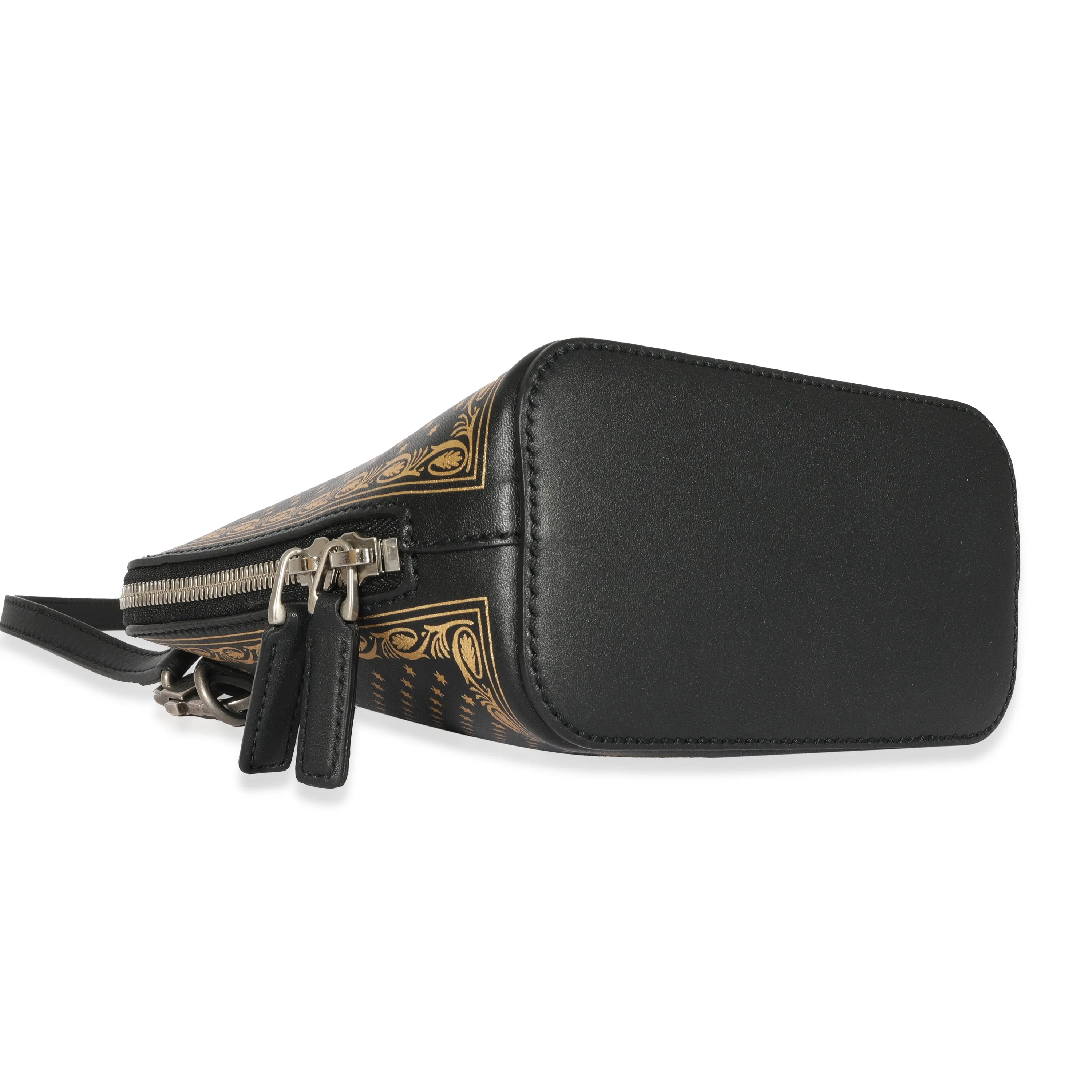 Black Leather Sega Script Dome Bag