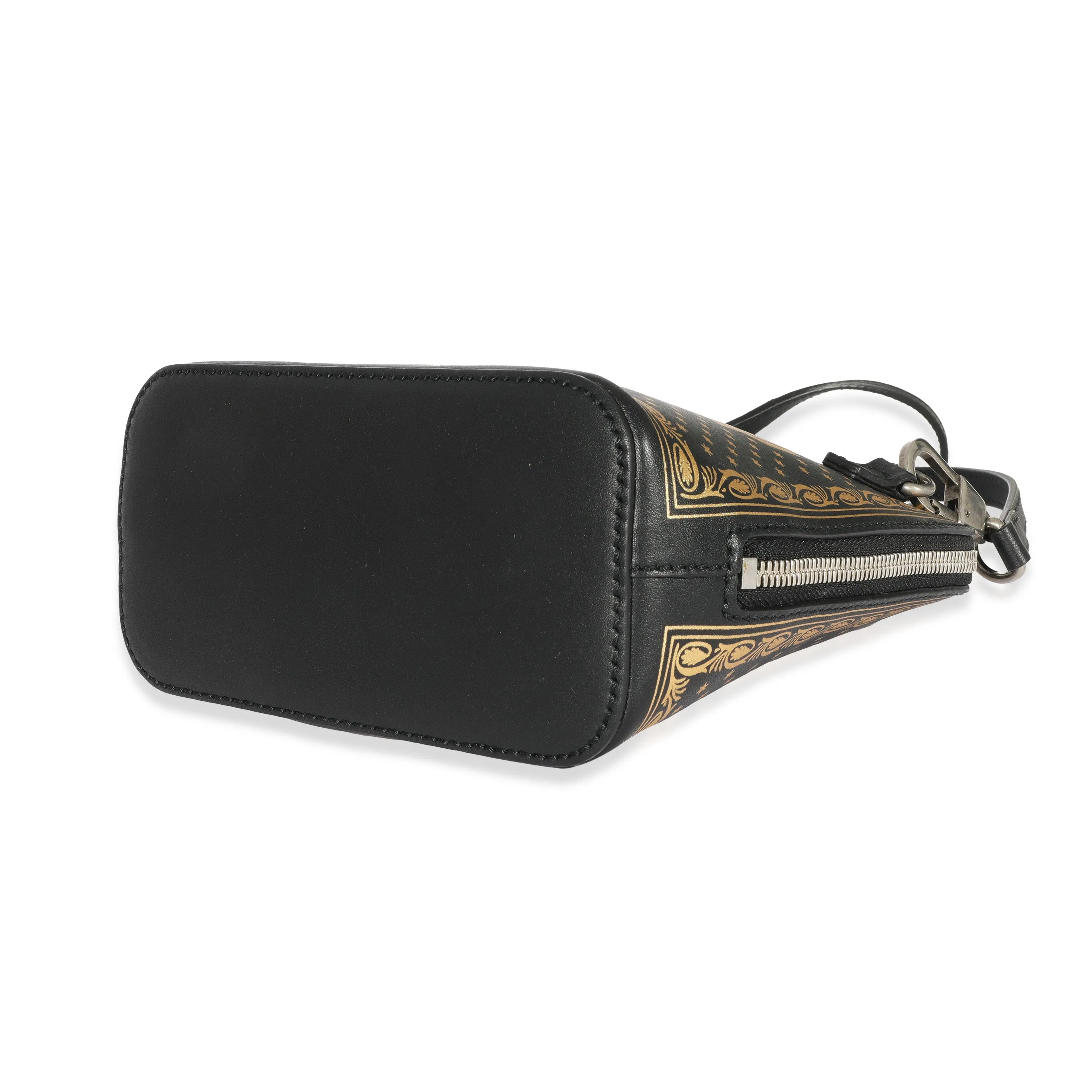 Black Leather Sega Script Dome Bag