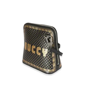 Black Leather Sega Script Dome Bag