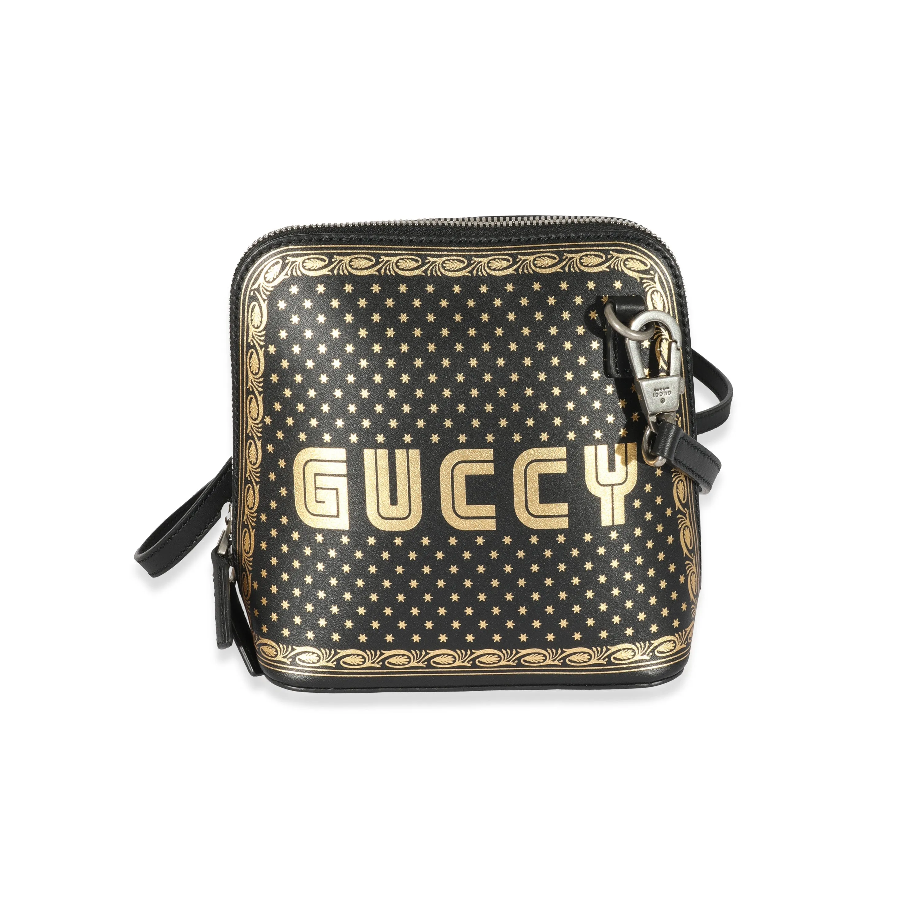 Black Leather Sega Script Dome Bag
