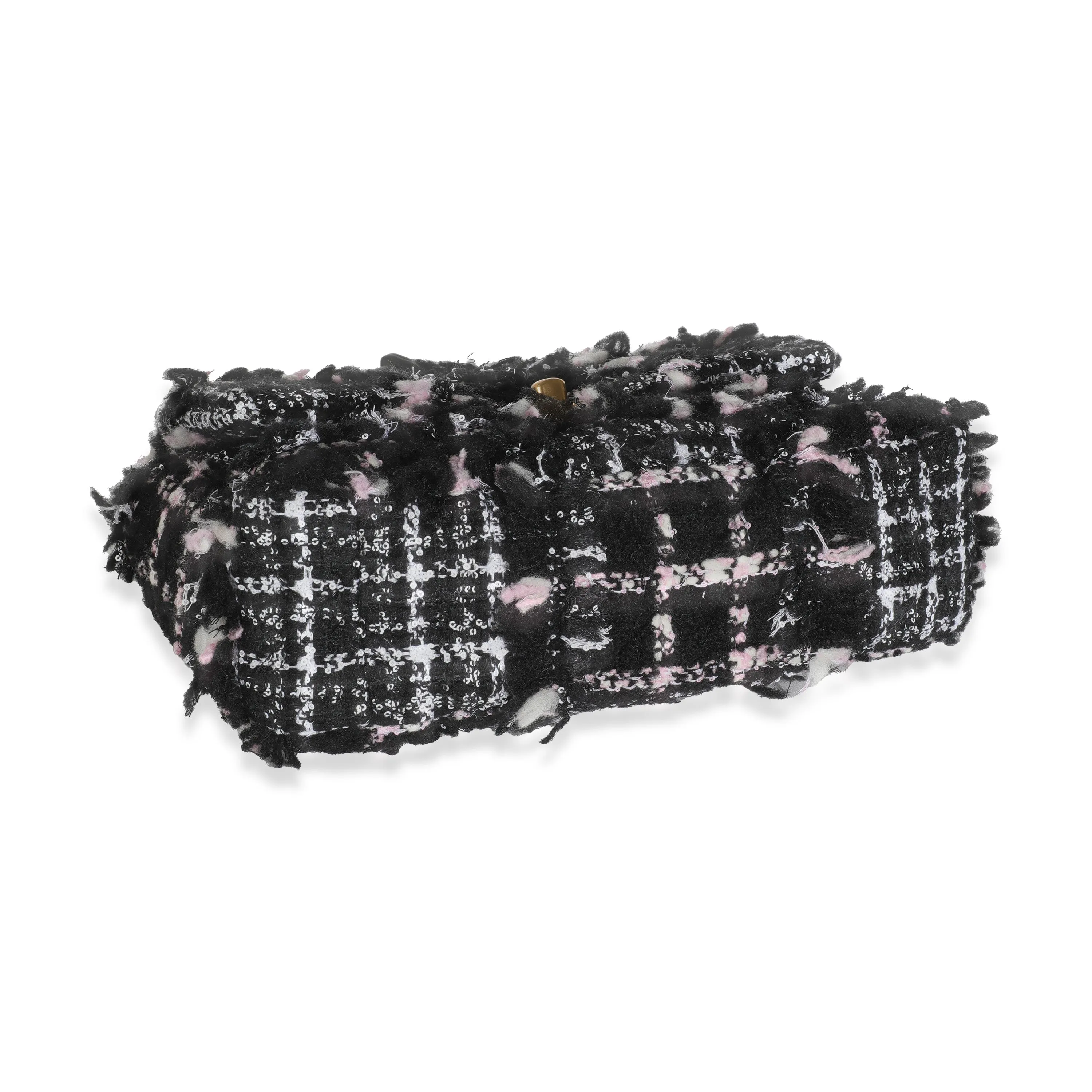 Black Pink Tweed Sequin Small Chanel 19 Flap Bag