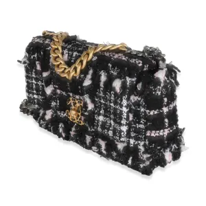 Black Pink Tweed Sequin Small Chanel 19 Flap Bag