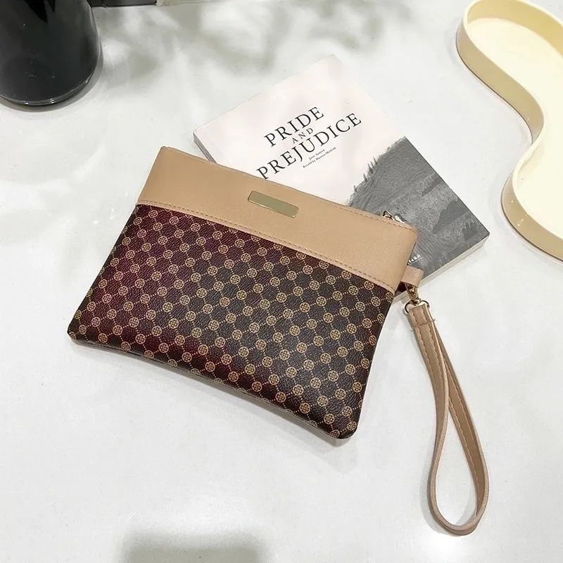 Black Red Khaki Pu Leather Color Block Square Evening Bags