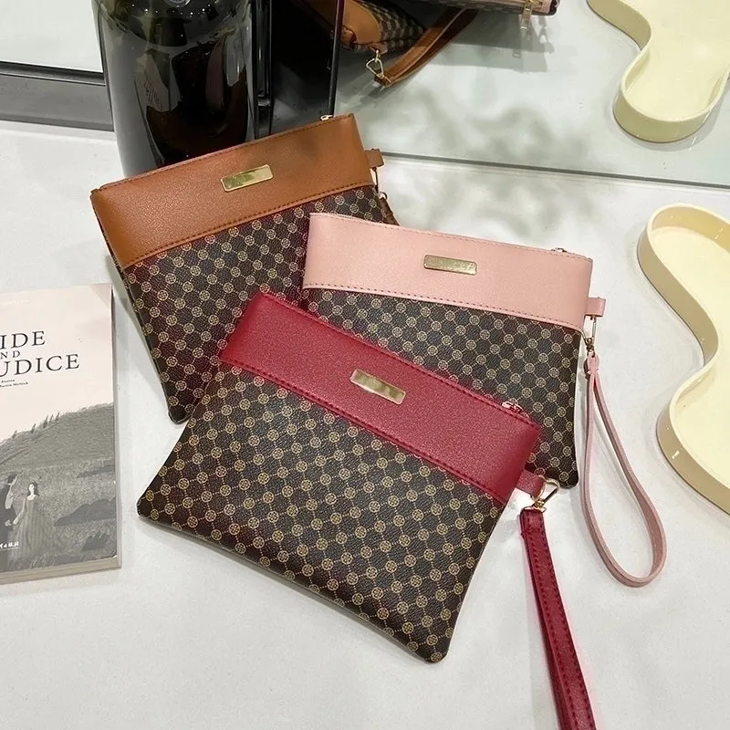 Black Red Khaki Pu Leather Color Block Square Evening Bags