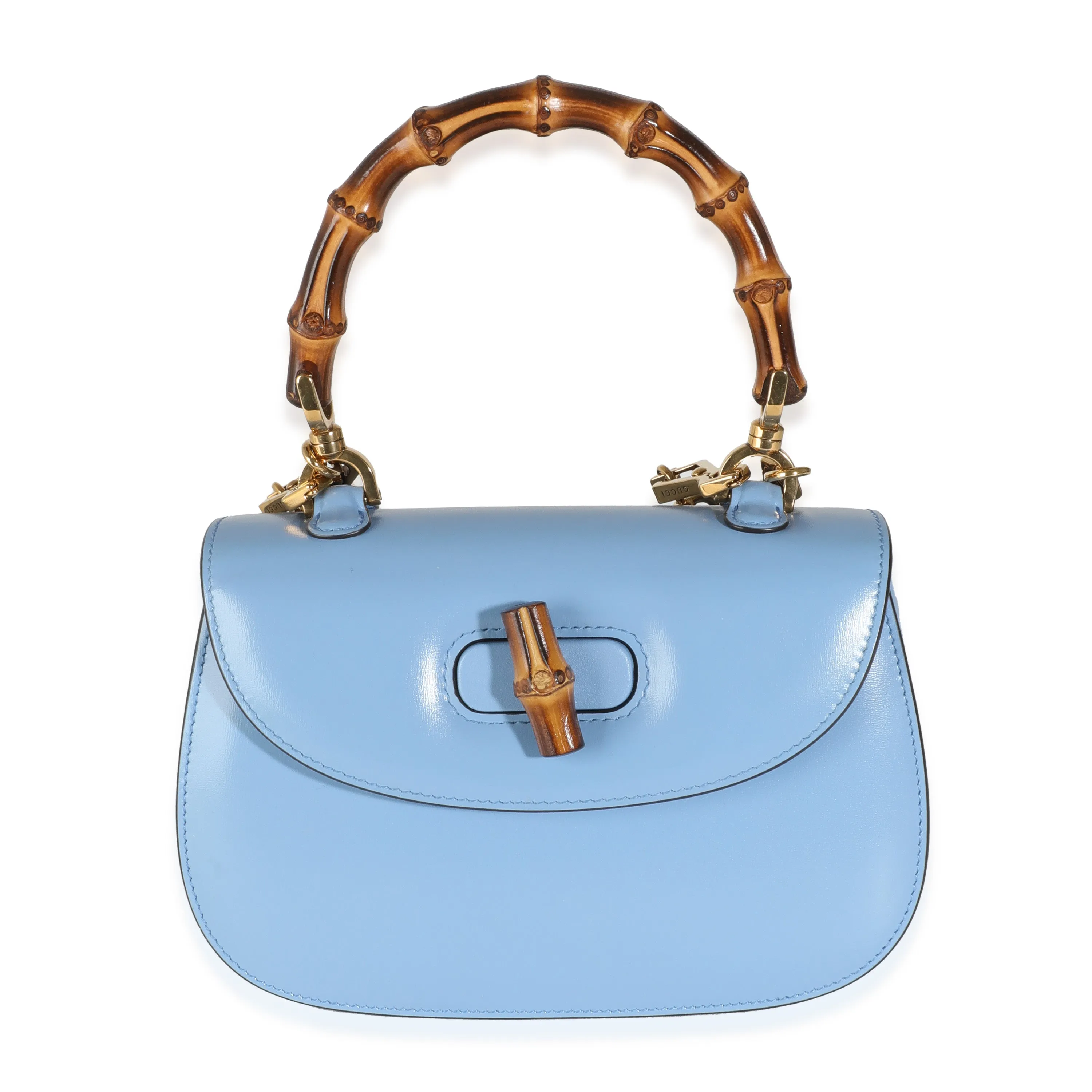 Blue Boarded Dyana Lux Calfskin Web Small Bamboo 1947 Top Handle Bag