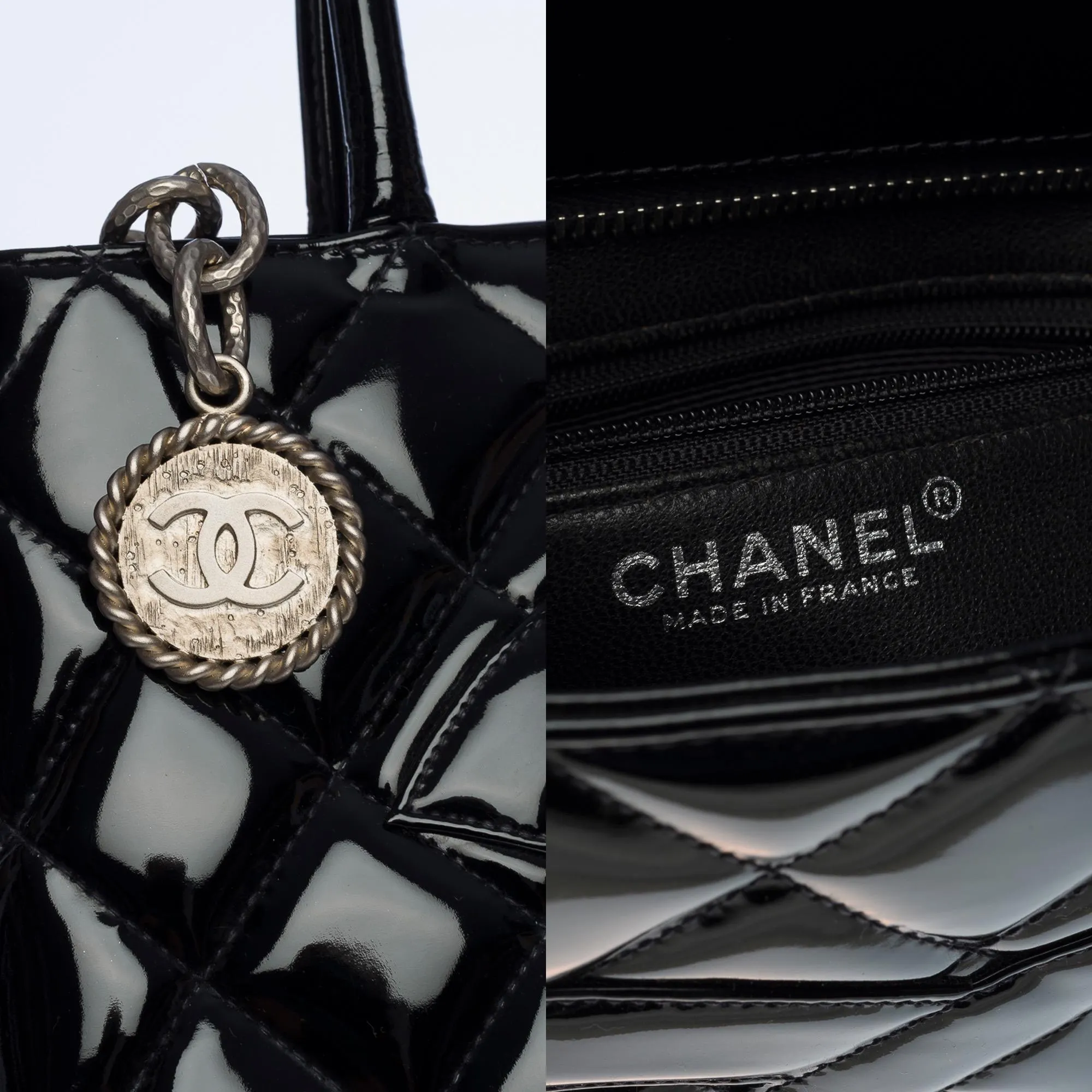 CHANEL Beautiful Cabas Medallion bag in black patent leather, SHW