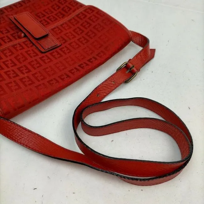 Fendi Vintage Pursesdesigner Purses Red Zucchino Printleather Shoulder Bag