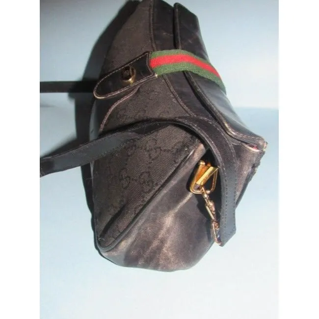 Gucci Guccissima Print Top Flap Snap Cross Body Black Leather And Gg Leather