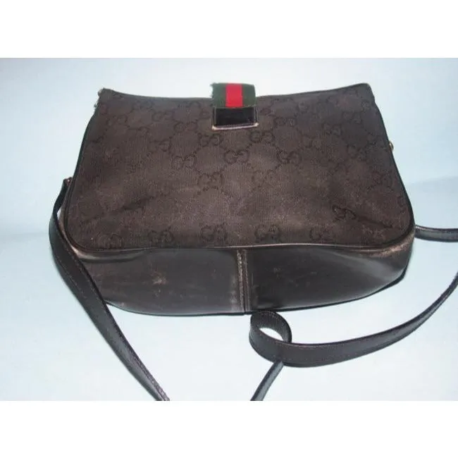 Gucci Guccissima Print Top Flap Snap Cross Body Black Leather And Gg Leather