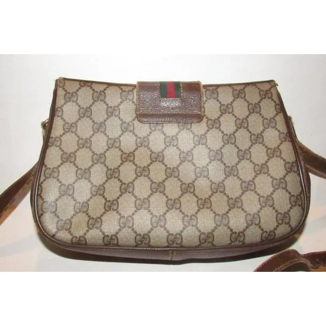 Gucci Vintage Accessory Collection Pursesdesigner Purses Brown Large G Logo Print Coated Canvasleath