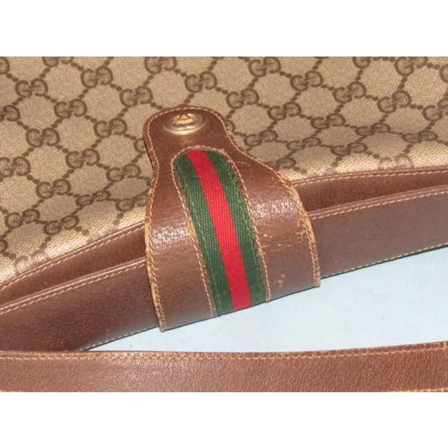 Gucci Vintage Accessory Collection Pursesdesigner Purses Brown Large G Logo Print Coated Canvasleath