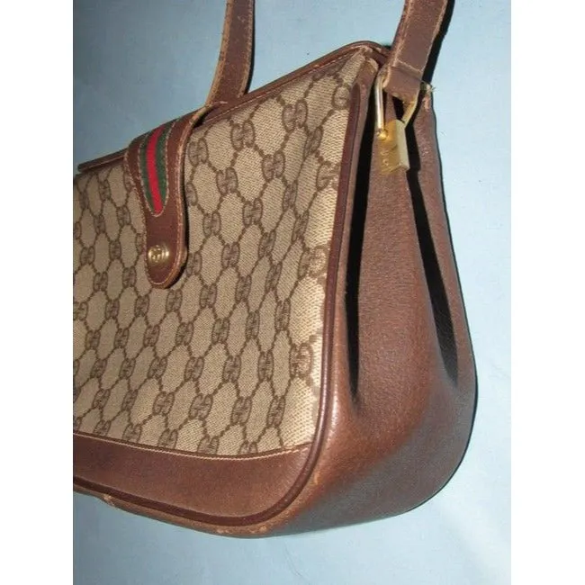 Gucci Vintage Accessory Collection Pursesdesigner Purses Brown Large G Logo Print Coated Canvasleath